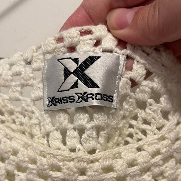 KrissXkross label crotchet sweater in white. Doily sweater lg-xl - Picture 7 of 10